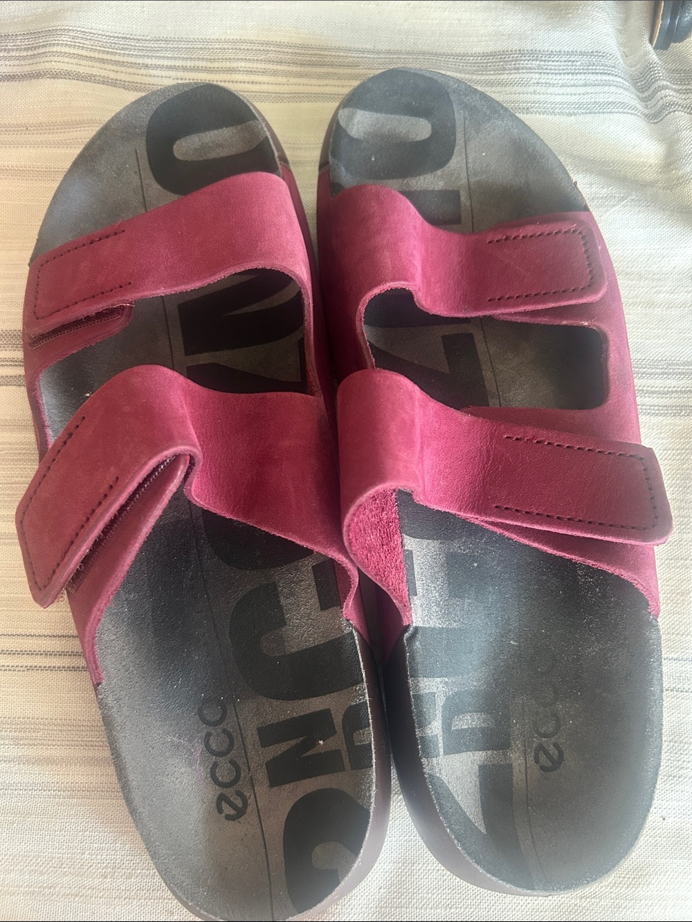Ecco Women's Wine Suede Double Strap Slide Sandals